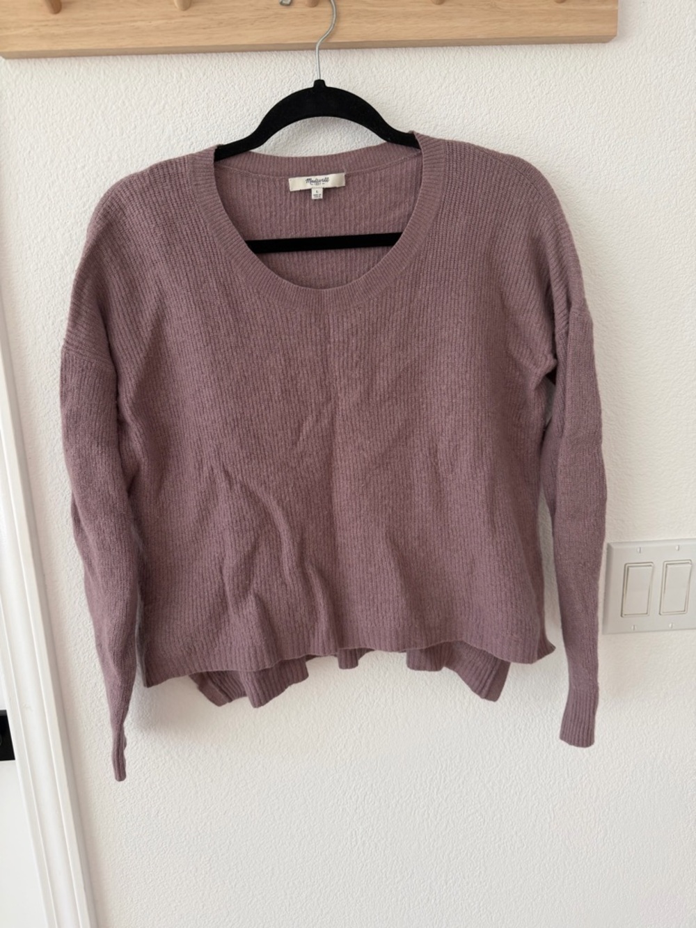 Madewell Dusty Mauve Ribbed Scoopneck Sweater